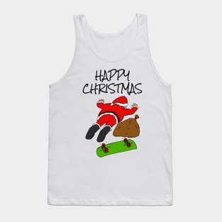 Skateboarding Santa Fallen Off Skateboard Funny Christmas Tank Top